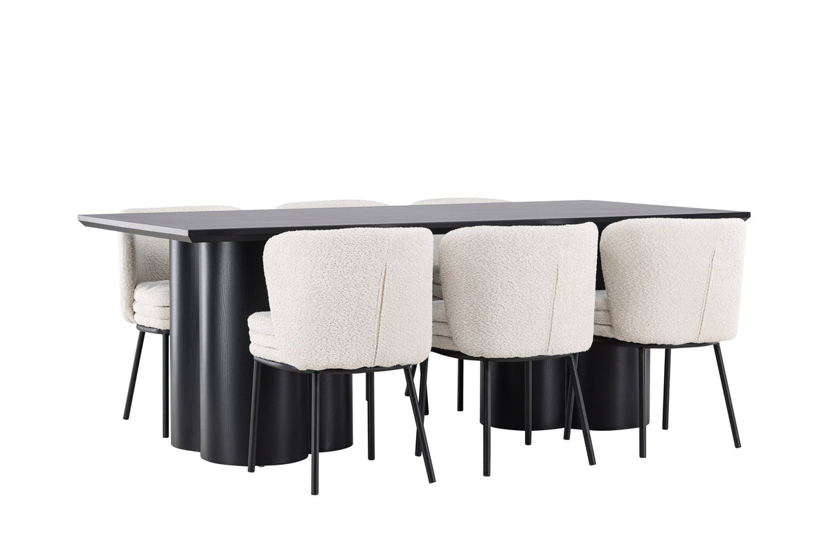 Olivia Esstisch mit Agnes Stühlen in Weiss präsentiert im Onlineshop von KAQTU Design AG. Esszimmerset ist von Venture Home