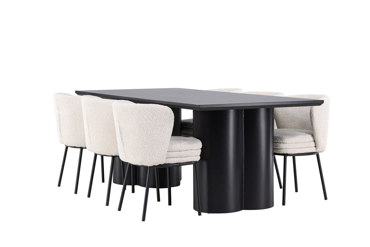 Olivia Esstisch mit Agnes Stühlen in Weiss präsentiert im Onlineshop von KAQTU Design AG. Esszimmerset ist von Venture Home