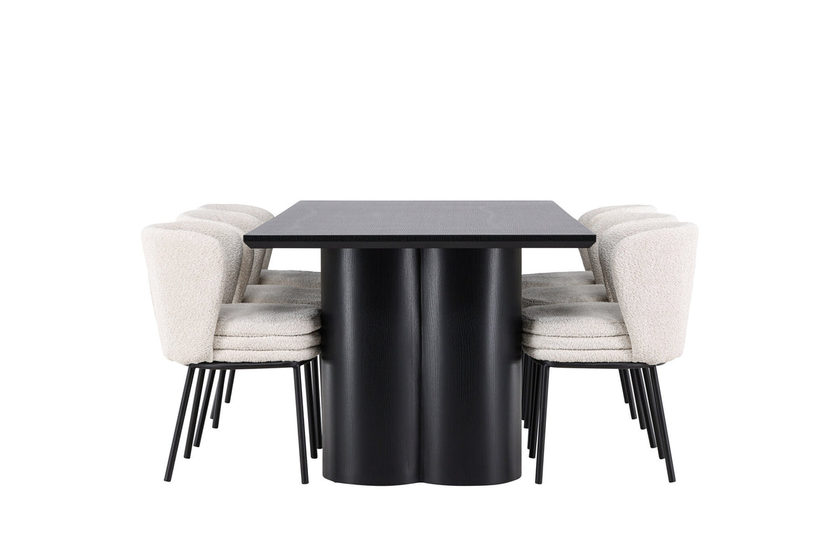 Olivia Esstisch mit Agnes Stühlen in Weiss präsentiert im Onlineshop von KAQTU Design AG. Esszimmerset ist von Venture Home
