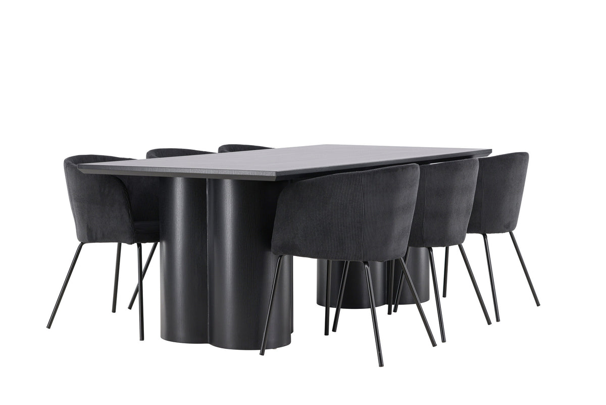 Olivia Esstisch mit Stühlen von Berit in Schwarz präsentiert im Onlineshop von KAQTU Design AG. Esszimmerset ist von Venture Home