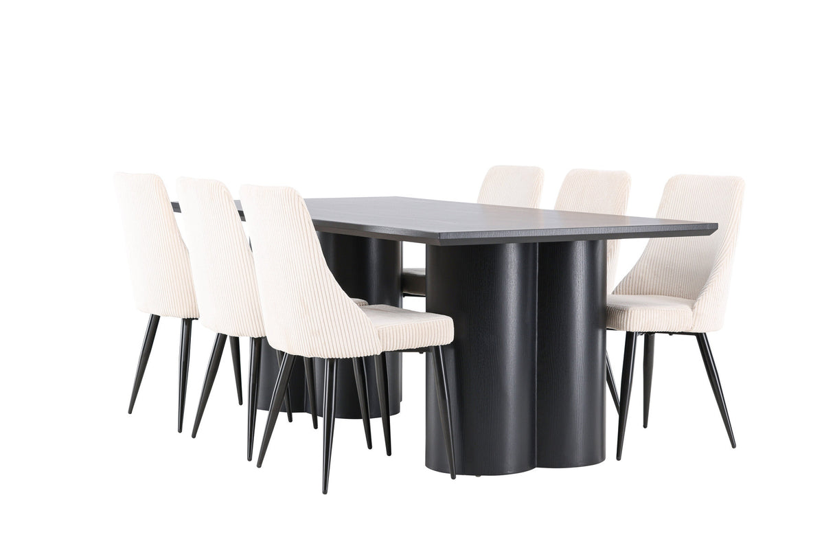 Olivia Esstisch mit Leone Stühlen in Beige präsentiert im Onlineshop von KAQTU Design AG. Esszimmerset ist von Venture Home