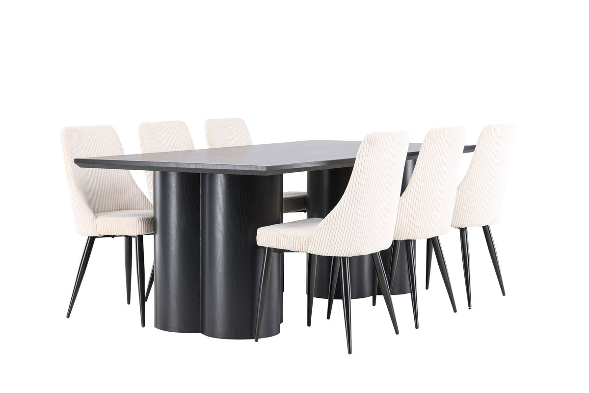Olivia Esstisch mit Leone Stühlen in Beige präsentiert im Onlineshop von KAQTU Design AG. Esszimmerset ist von Venture Home