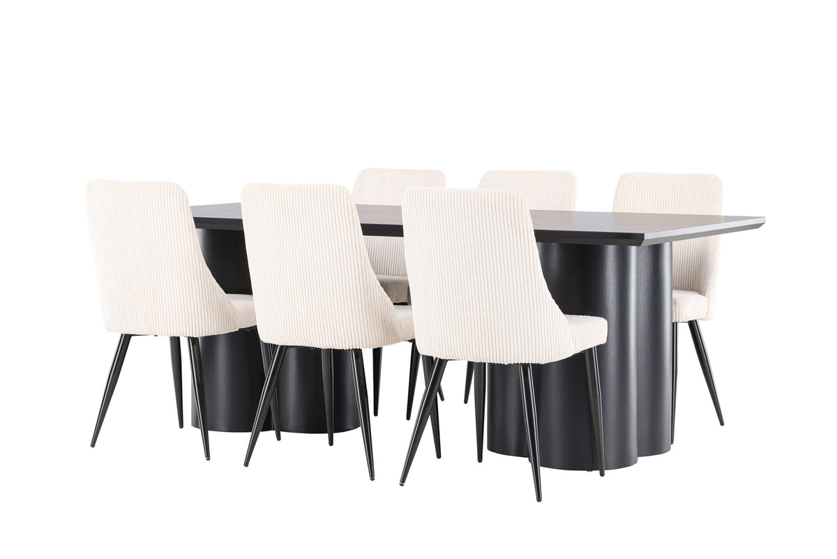 Olivia Esstisch mit Leone Stühlen in Beige präsentiert im Onlineshop von KAQTU Design AG. Esszimmerset ist von Venture Home