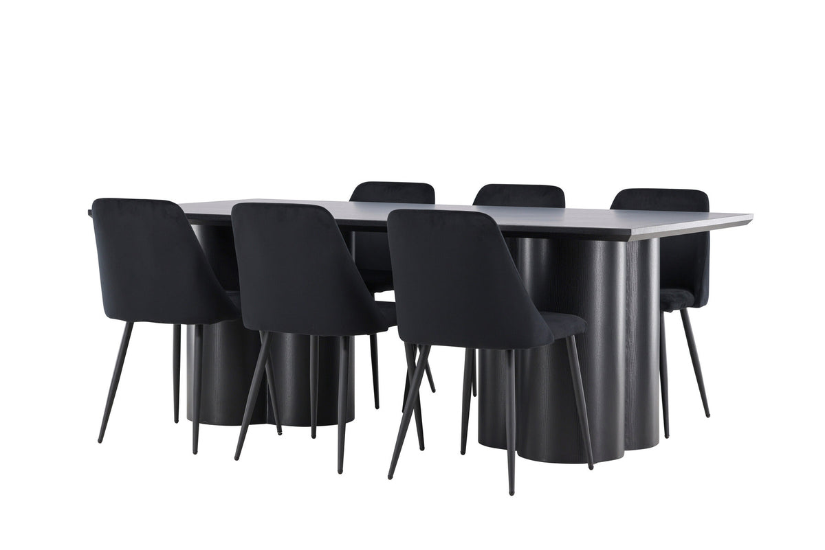 Olivia Esstisch mit Night Stühlen in Schwarz präsentiert im Onlineshop von KAQTU Design AG. Esszimmerset ist von Venture Home