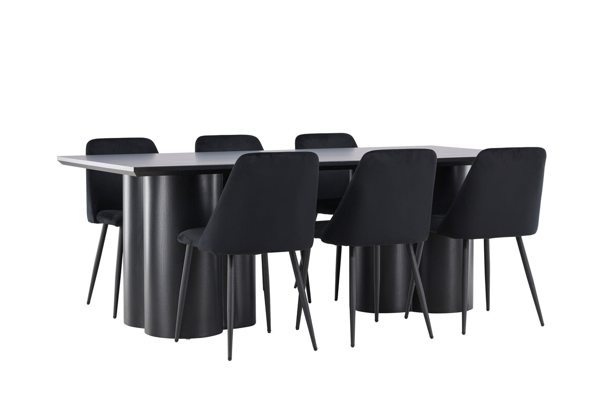 Olivia Esstisch mit Night Stühlen in Schwarz präsentiert im Onlineshop von KAQTU Design AG. Esszimmerset ist von Venture Home