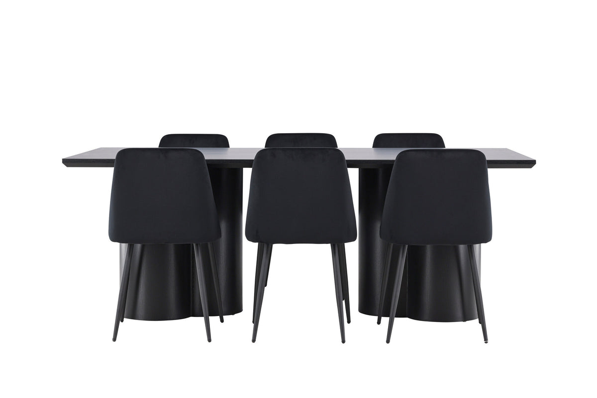 Olivia Esstisch mit Night Stühlen in Schwarz präsentiert im Onlineshop von KAQTU Design AG. Esszimmerset ist von Venture Home