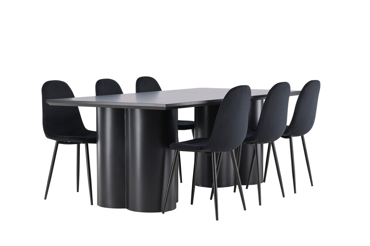 Olivia Esstisch mit Polar Stühlen in Schwarz präsentiert im Onlineshop von KAQTU Design AG. Esszimmerset ist von Venture Home
