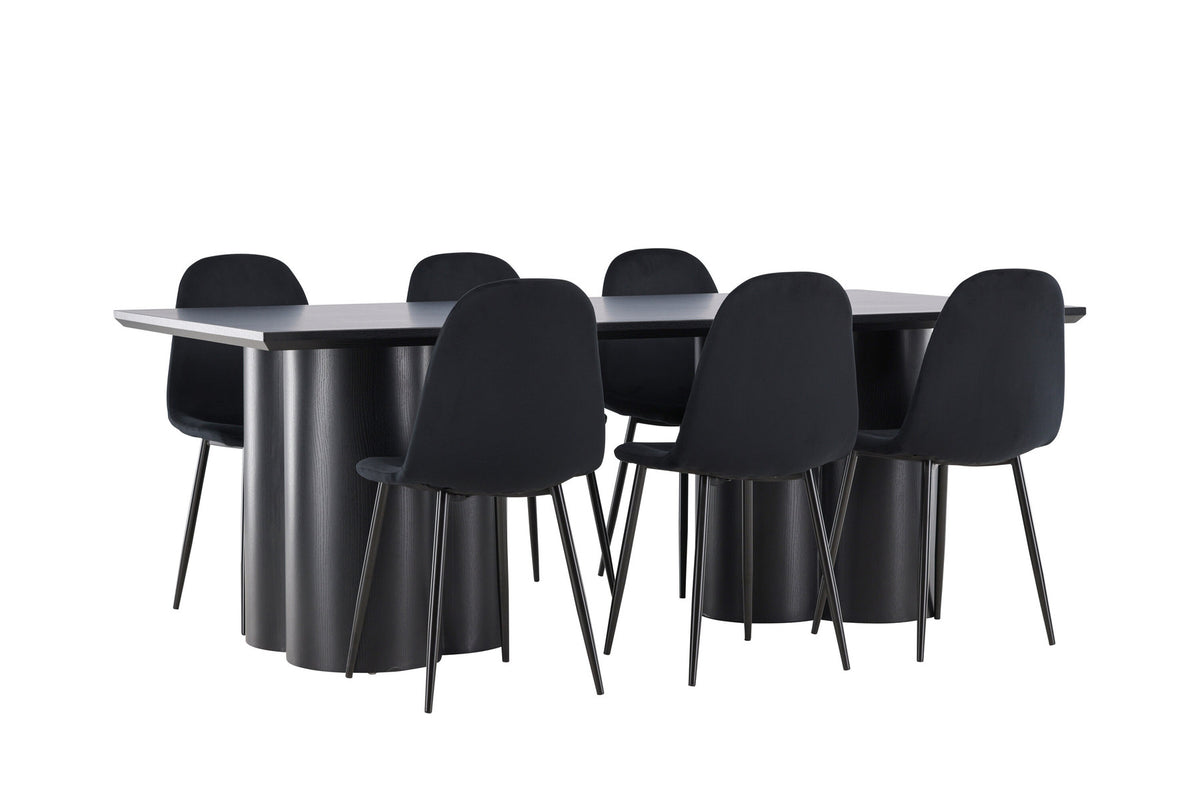 Olivia Esstisch mit Polar Stühlen in Schwarz präsentiert im Onlineshop von KAQTU Design AG. Esszimmerset ist von Venture Home