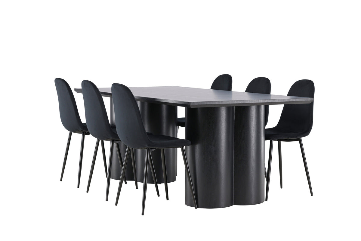 Olivia Esstisch mit Polar Stühlen in Schwarz präsentiert im Onlineshop von KAQTU Design AG. Esszimmerset ist von Venture Home