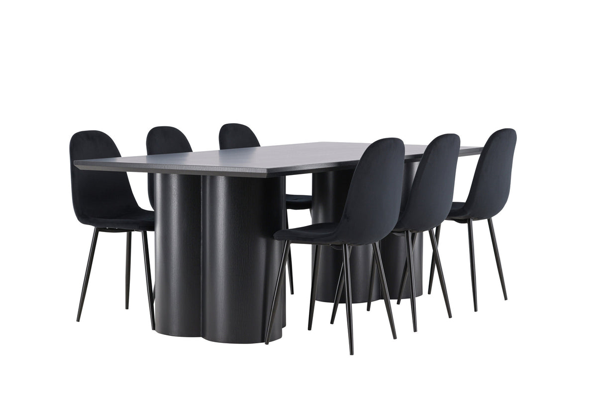 Olivia Esstisch mit Polar Stühlen in Schwarz präsentiert im Onlineshop von KAQTU Design AG. Esszimmerset ist von Venture Home