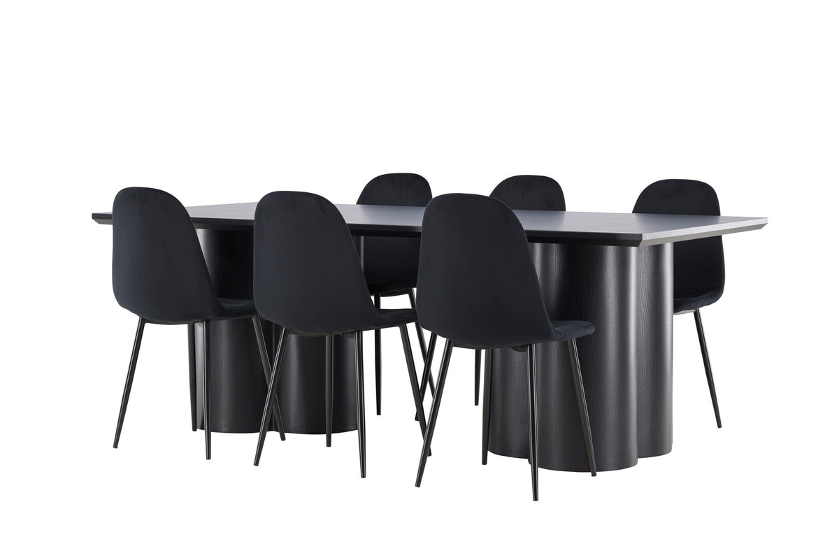 Olivia Esstisch mit Polar Stühlen in Schwarz präsentiert im Onlineshop von KAQTU Design AG. Esszimmerset ist von Venture Home