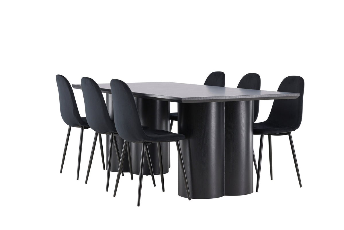 Olivia Esstisch mit Polar Stühlen in Schwarz präsentiert im Onlineshop von KAQTU Design AG. Esszimmerset ist von Venture Home