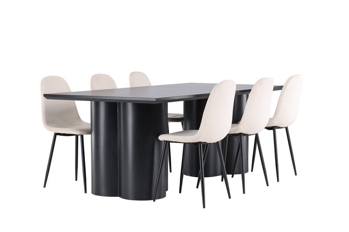 Olivia Esstisch mit Polar Stühlen in Beige präsentiert im Onlineshop von KAQTU Design AG. Esszimmerset ist von Venture Home
