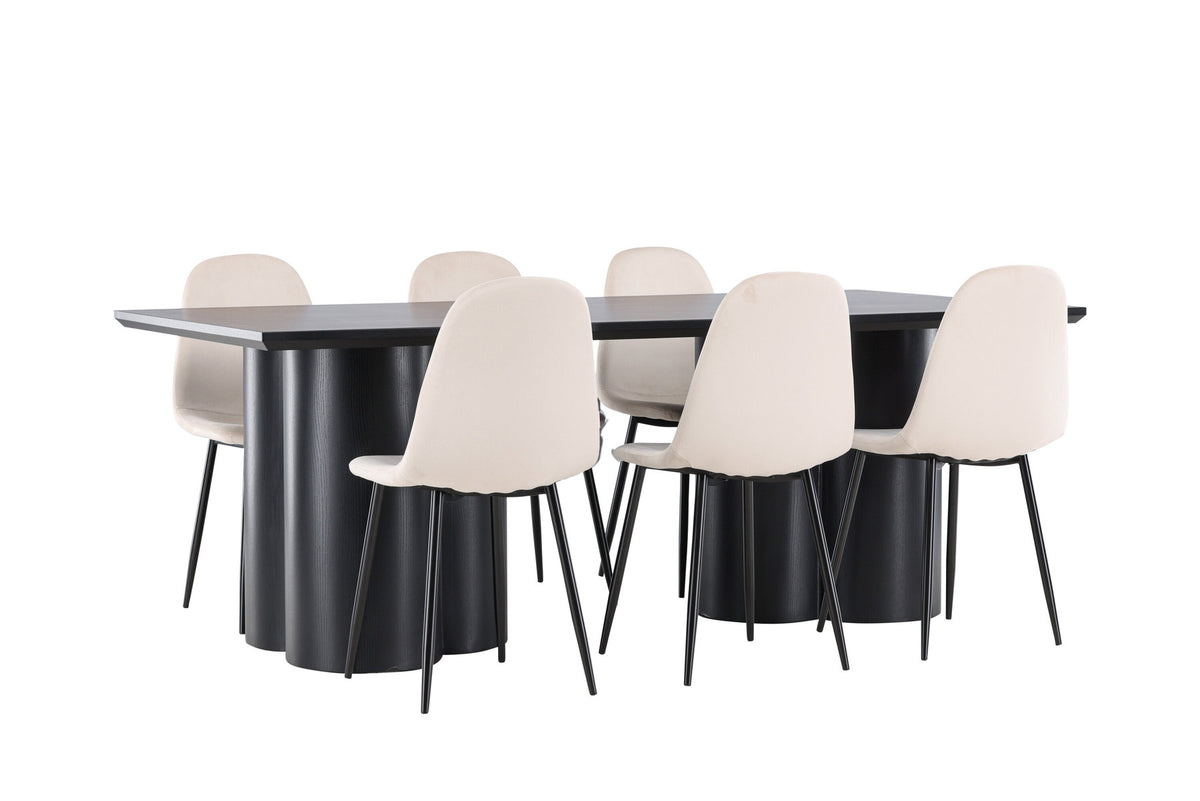 Olivia Esstisch mit Polar Stühlen in Beige präsentiert im Onlineshop von KAQTU Design AG. Esszimmerset ist von Venture Home
