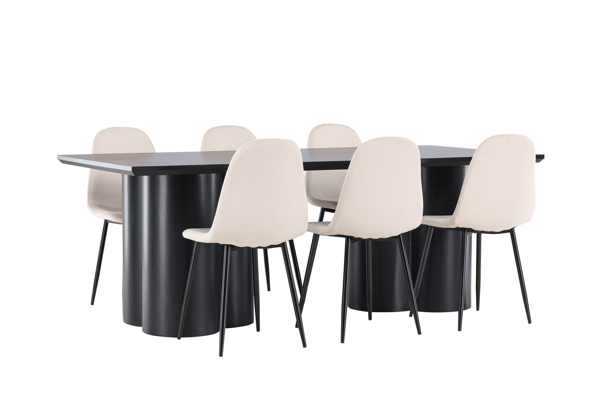 Olivia Esstisch mit Polar Stühlen in Beige präsentiert im Onlineshop von KAQTU Design AG. Esszimmerset ist von Venture Home