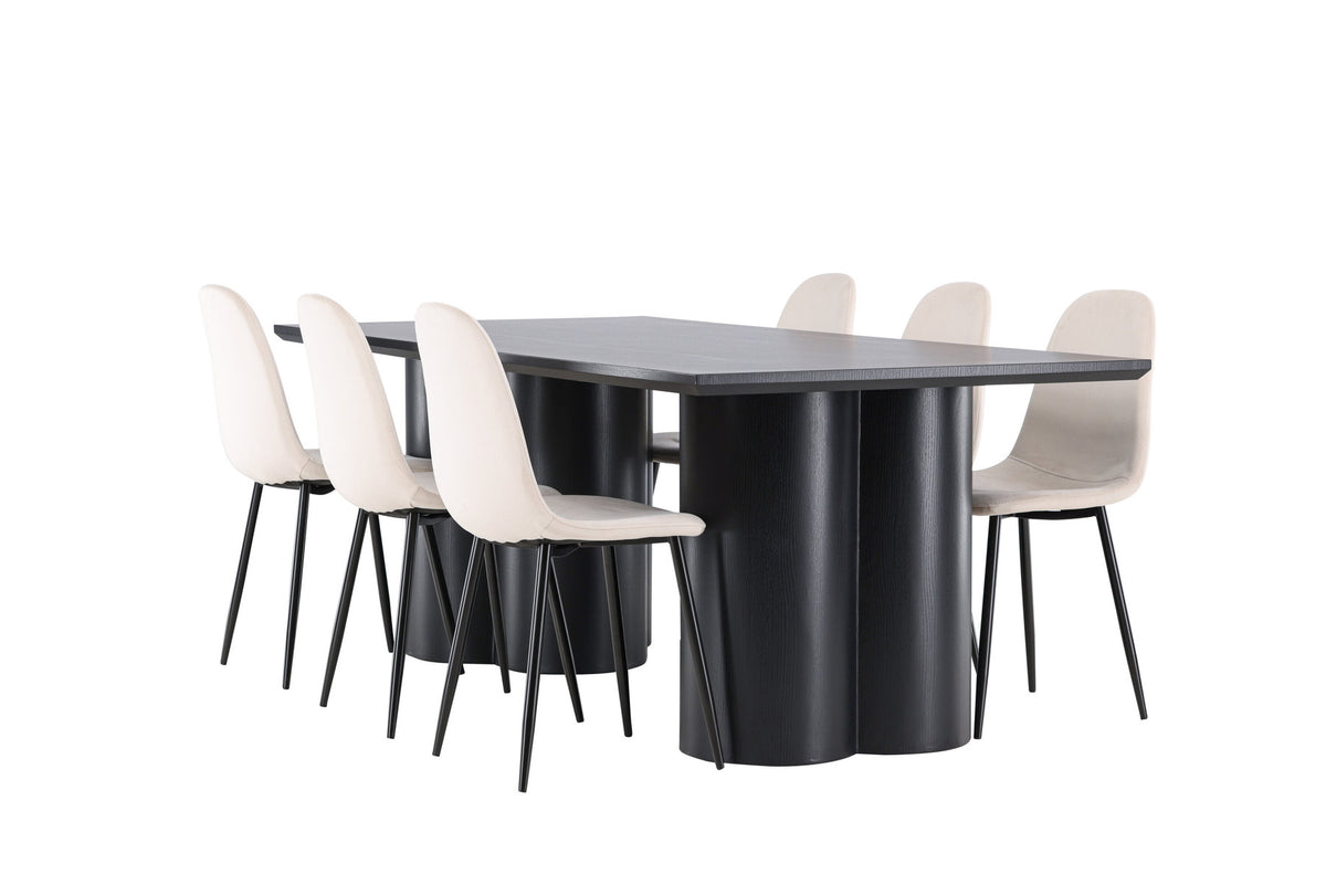 Olivia Esstisch mit Polar Stühlen in Beige präsentiert im Onlineshop von KAQTU Design AG. Esszimmerset ist von Venture Home