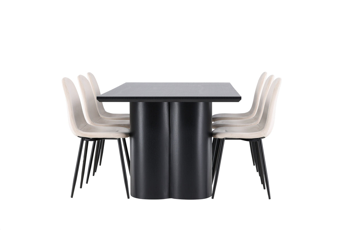 Olivia Esstisch mit Polar Stühlen in Beige präsentiert im Onlineshop von KAQTU Design AG. Esszimmerset ist von Venture Home