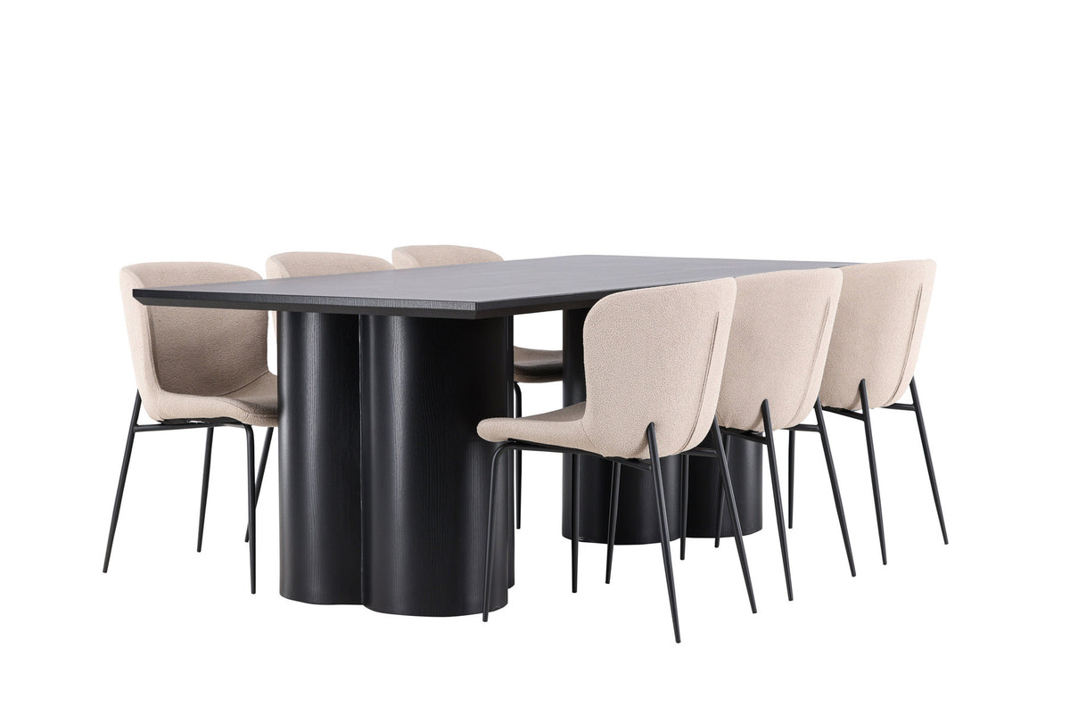 Olivia Esstisch mit Modesto Stühlen in Beige präsentiert im Onlineshop von KAQTU Design AG. Esszimmerset ist von Venture Home