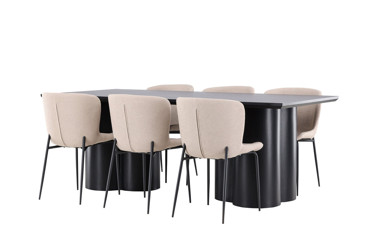 Olivia Esstisch mit Modesto Stühlen in Beige präsentiert im Onlineshop von KAQTU Design AG. Esszimmerset ist von Venture Home