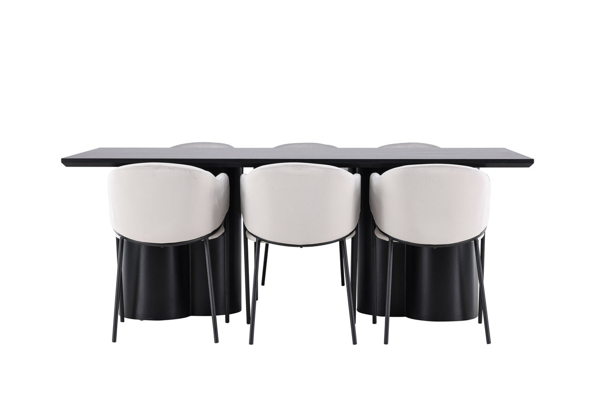Olivia Esstisch mit Evelina Stühlen in Grau präsentiert im Onlineshop von KAQTU Design AG. Esszimmerset ist von Venture Home