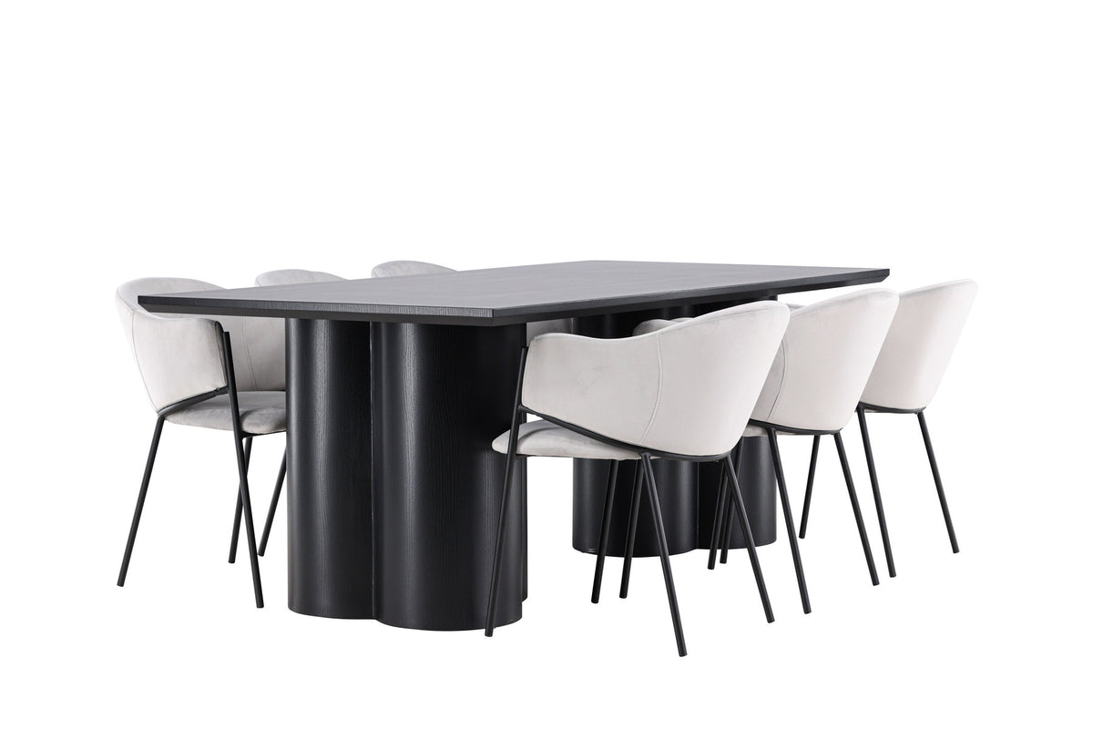 Olivia Esstisch mit Evelina Stühlen in Grau präsentiert im Onlineshop von KAQTU Design AG. Esszimmerset ist von Venture Home