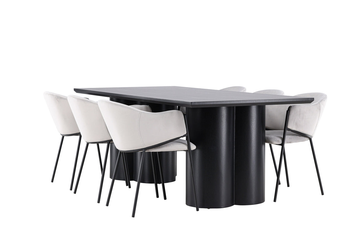 Olivia Esstisch mit Evelina Stühlen in Grau präsentiert im Onlineshop von KAQTU Design AG. Esszimmerset ist von Venture Home
