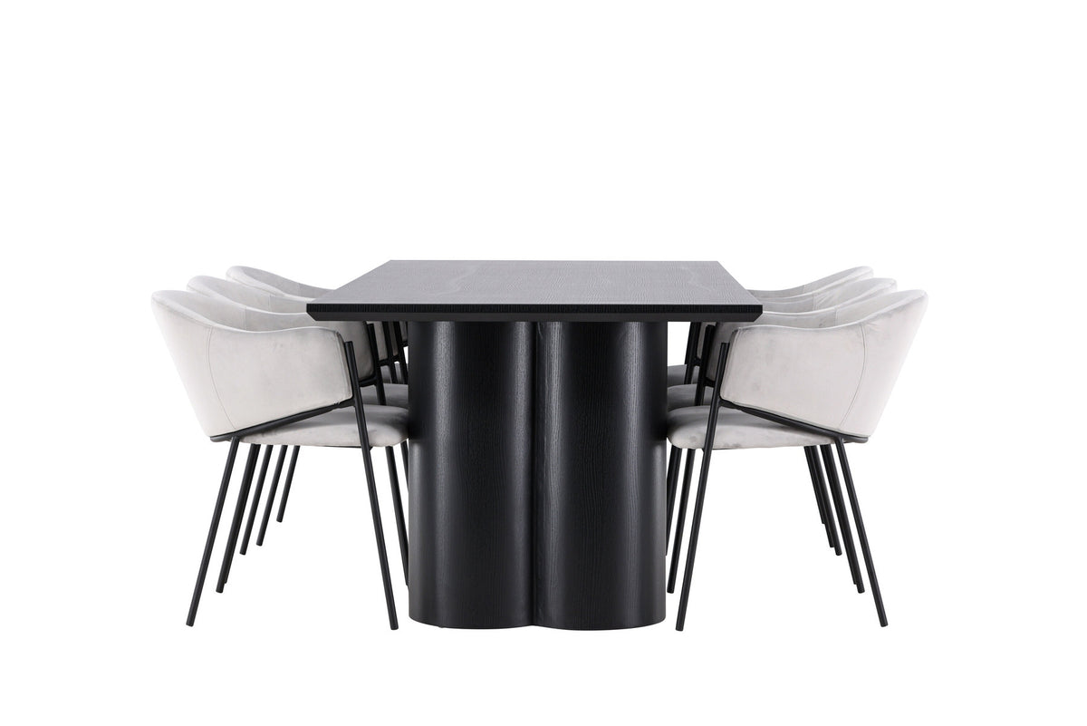 Olivia Esstisch mit Evelina Stühlen in Grau präsentiert im Onlineshop von KAQTU Design AG. Esszimmerset ist von Venture Home