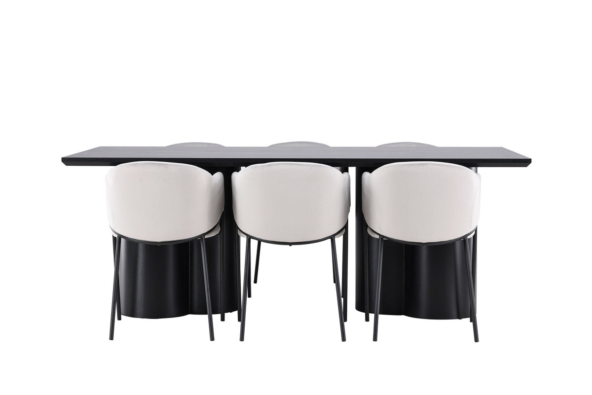 Olivia Esstisch mit Evelina Stühlen in Grau präsentiert im Onlineshop von KAQTU Design AG. Esszimmerset ist von Venture Home