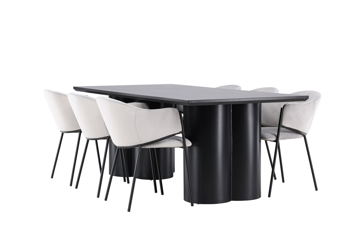Olivia Esstisch mit Evelina Stühlen in Grau präsentiert im Onlineshop von KAQTU Design AG. Esszimmerset ist von Venture Home