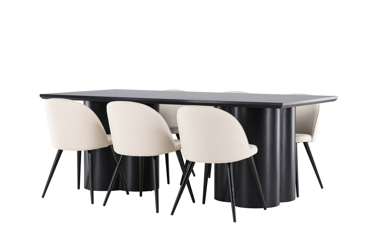 Olivia Esstisch mit Velvet Stühlen in Beige präsentiert im Onlineshop von KAQTU Design AG. Esszimmerset ist von Venture Home