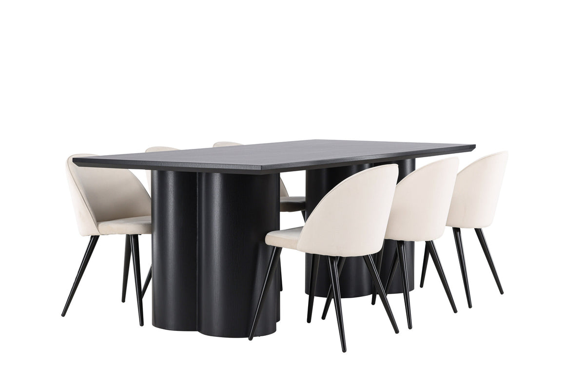 Olivia Esstisch mit Velvet Stühlen in Beige präsentiert im Onlineshop von KAQTU Design AG. Esszimmerset ist von Venture Home