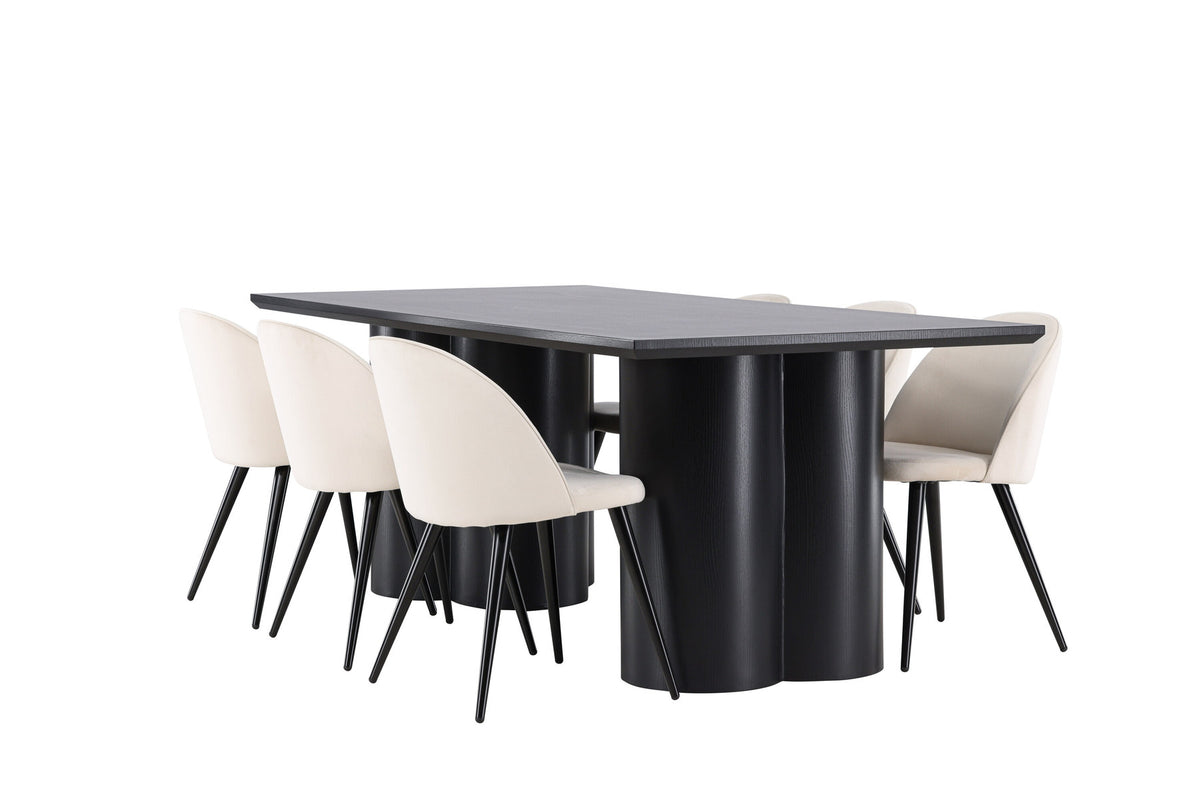 Olivia Esstisch mit Velvet Stühlen in Beige präsentiert im Onlineshop von KAQTU Design AG. Esszimmerset ist von Venture Home