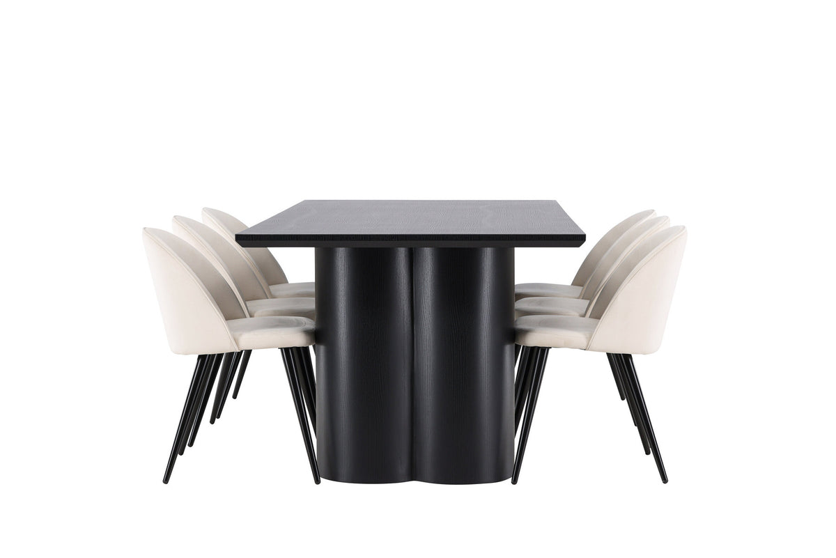 Olivia Esstisch mit Velvet Stühlen in Beige präsentiert im Onlineshop von KAQTU Design AG. Esszimmerset ist von Venture Home