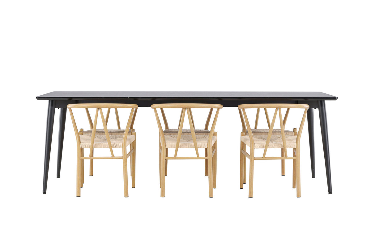 Ellis Esstisch mit Alfons Stühlen in Beige präsentiert im Onlineshop von KAQTU Design AG. Esszimmerset ist von Venture Home