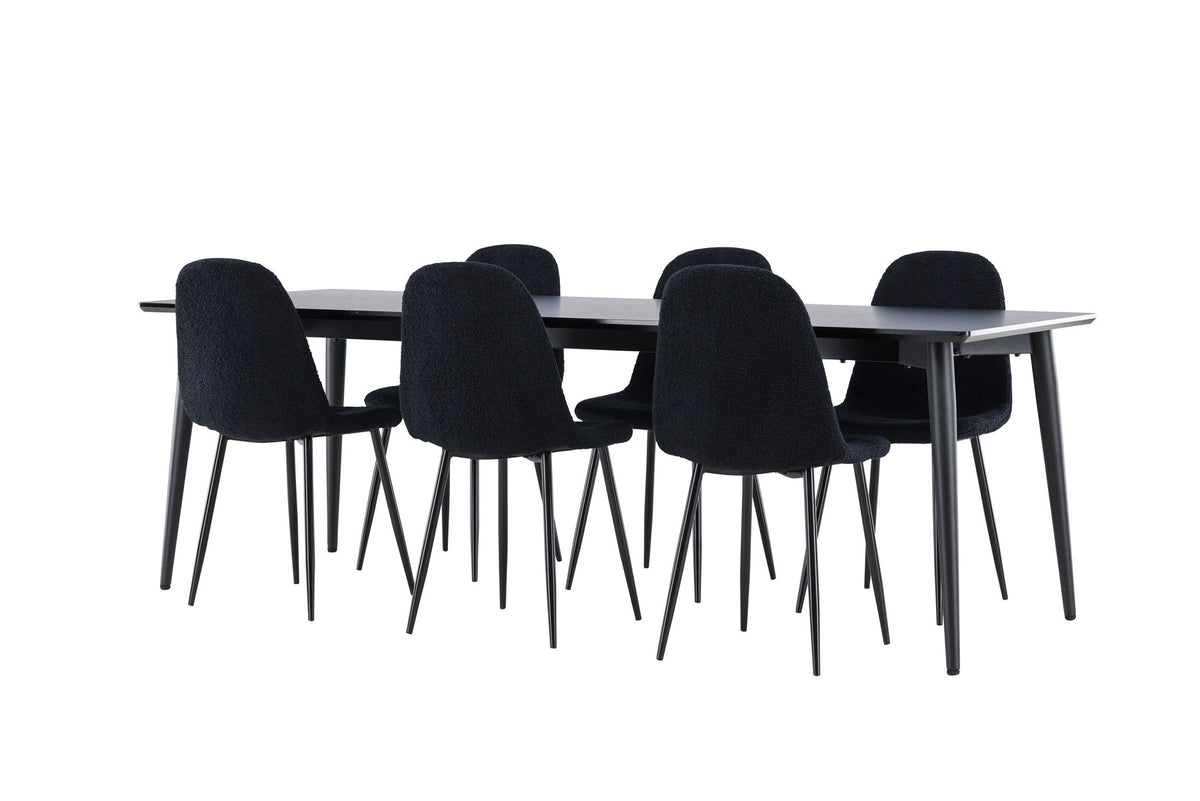 Ellis Esstisch mit Polar Stühlen in Schwarz präsentiert im Onlineshop von KAQTU Design AG. Esszimmerset ist von Venture Home