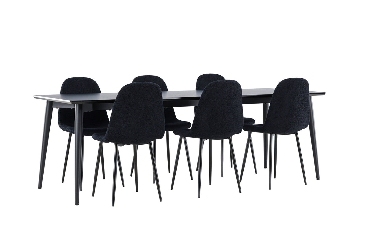 Ellis Esstisch mit Polar Stühlen in Schwarz präsentiert im Onlineshop von KAQTU Design AG. Esszimmerset ist von Venture Home