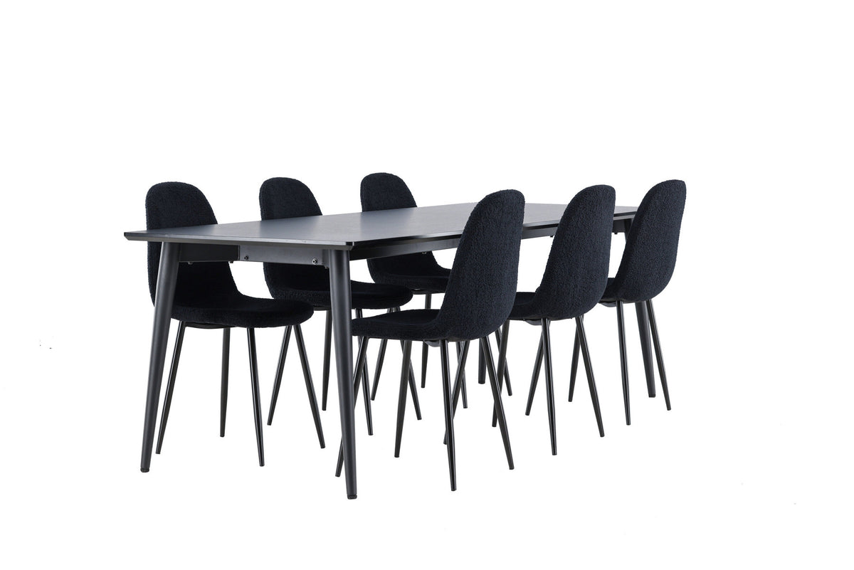 Ellis Esstisch mit Polar Stühlen in Schwarz präsentiert im Onlineshop von KAQTU Design AG. Esszimmerset ist von Venture Home