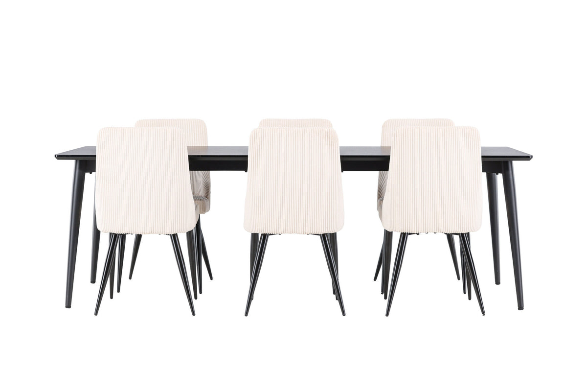 Ellis Esstisch mit Leone Stühlen in Beige präsentiert im Onlineshop von KAQTU Design AG. Esszimmerset ist von Venture Home