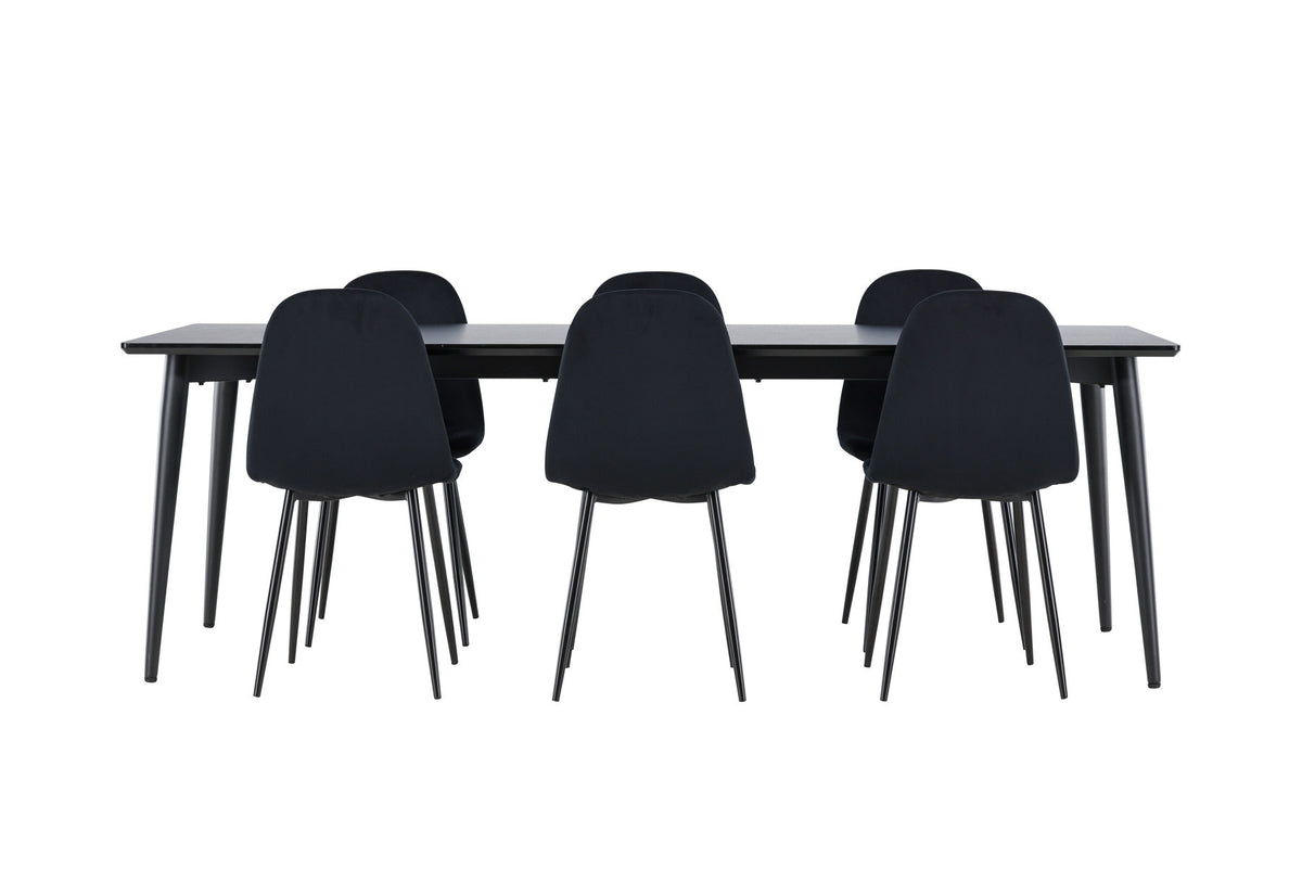 Ellis Esstisch mit Polar Stühlen in Schwarz präsentiert im Onlineshop von KAQTU Design AG. Esszimmerset ist von Venture Home