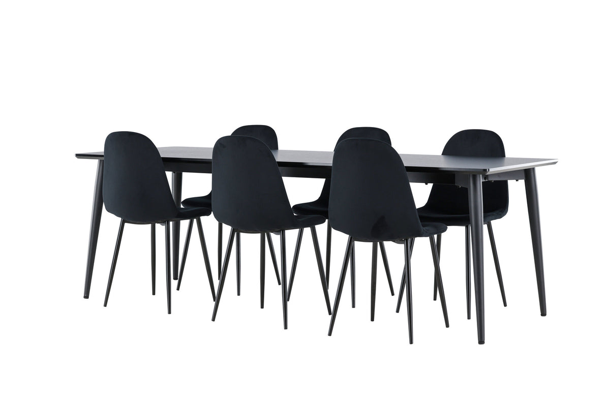 Ellis Esstisch mit Polar Stühlen in Schwarz präsentiert im Onlineshop von KAQTU Design AG. Esszimmerset ist von Venture Home
