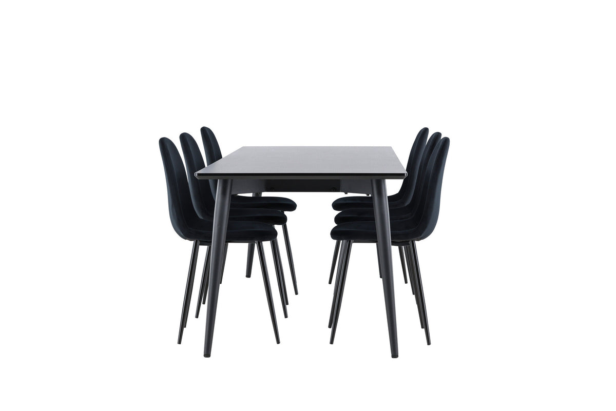 Ellis Esstisch mit Polar Stühlen in Schwarz präsentiert im Onlineshop von KAQTU Design AG. Esszimmerset ist von Venture Home