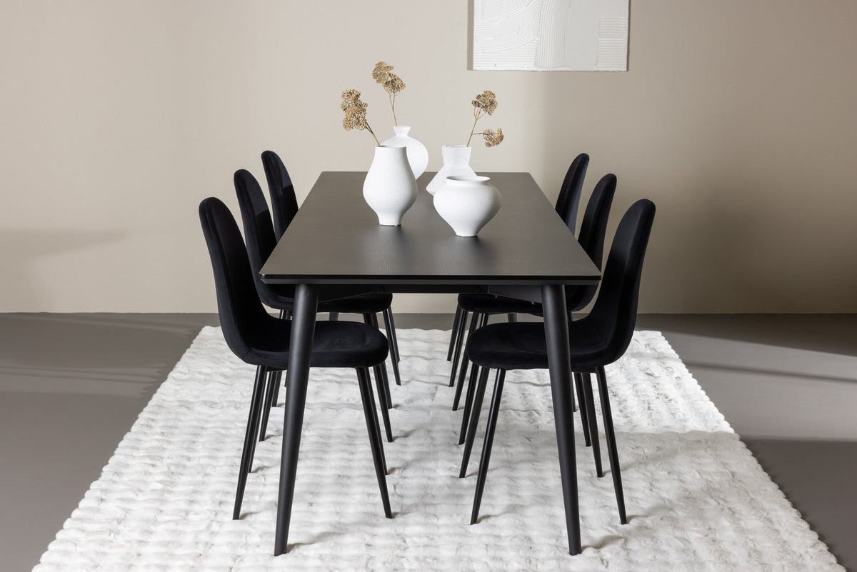 Ellis Esstisch mit Polar Stühlen in Schwarz präsentiert im Onlineshop von KAQTU Design AG. Esszimmerset ist von Venture Home