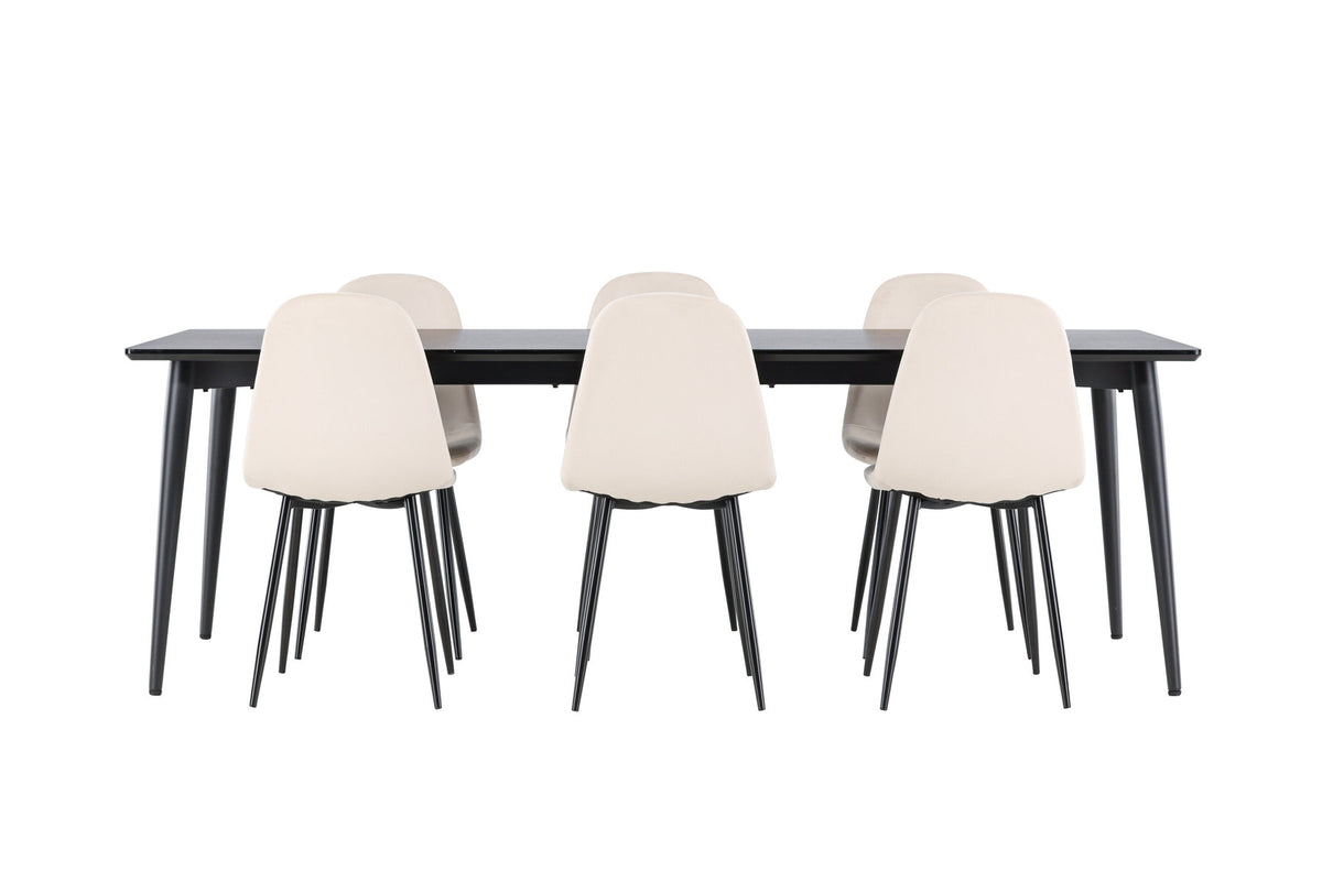 Ellis Esstisch mit Polar Stühlen in Beige präsentiert im Onlineshop von KAQTU Design AG. Esszimmerset ist von Venture Home