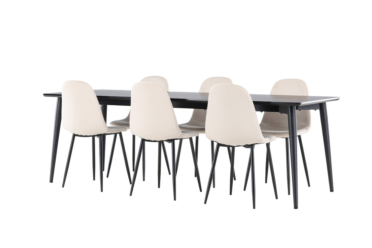 Ellis Esstisch mit Polar Stühlen in Beige präsentiert im Onlineshop von KAQTU Design AG. Esszimmerset ist von Venture Home