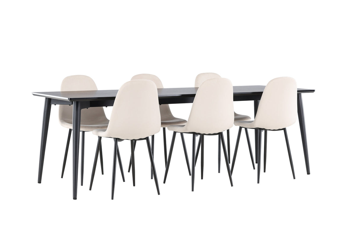 Ellis Esstisch mit Polar Stühlen in Beige präsentiert im Onlineshop von KAQTU Design AG. Esszimmerset ist von Venture Home