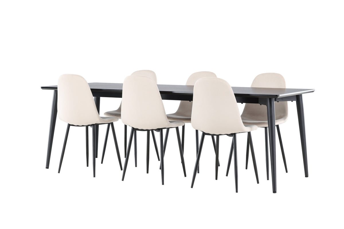 Ellis Esstisch mit Polar Stühlen in Beige präsentiert im Onlineshop von KAQTU Design AG. Esszimmerset ist von Venture Home