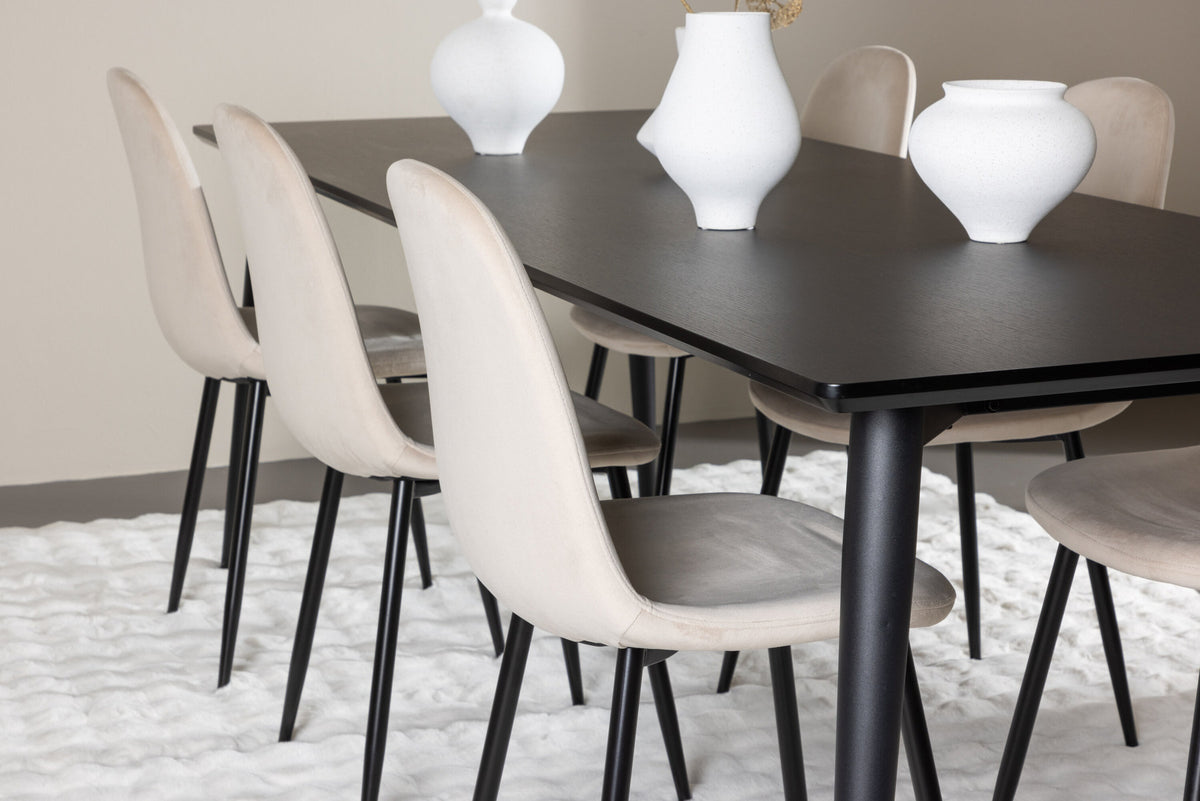 Ellis Esstisch mit Polar Stühlen in Beige präsentiert im Onlineshop von KAQTU Design AG. Esszimmerset ist von Venture Home