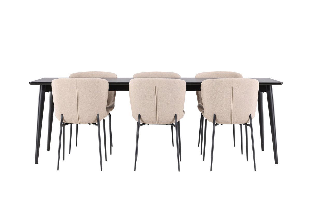 Ellis Esstisch mit Modesto Stühlen in Beige präsentiert im Onlineshop von KAQTU Design AG. Esszimmerset ist von Venture Home