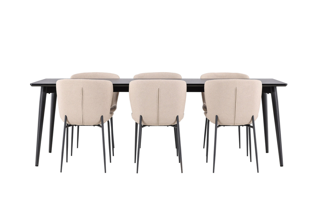 Ellis Esstisch mit Modesto Stühlen in Beige präsentiert im Onlineshop von KAQTU Design AG. Esszimmerset ist von Venture Home