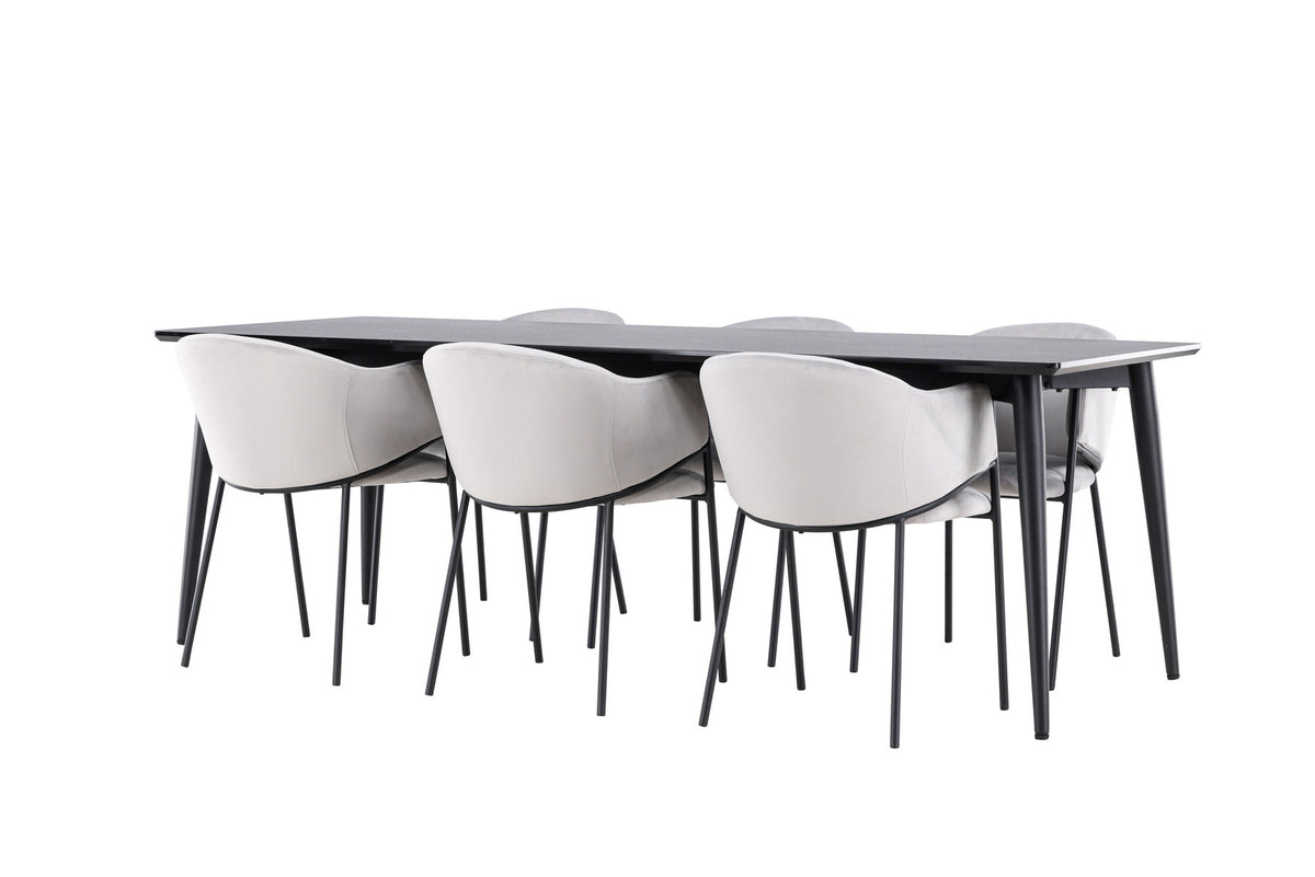 Tisch Ellis mit Stühlen Evelina in Grau präsentiert im Onlineshop von KAQTU Design AG. Esszimmerset ist von Venture Home